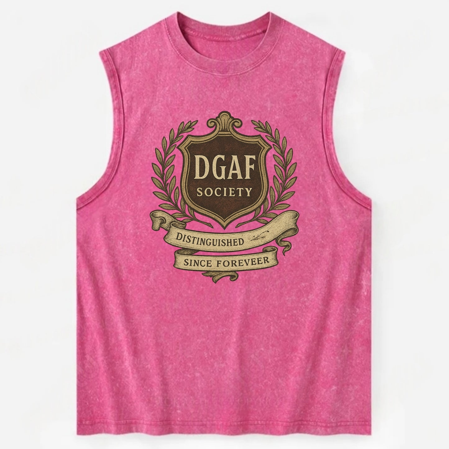 Official membership card design - "DGAF Society - Distinguished Members Since - Vintage Washed Tank - Pink