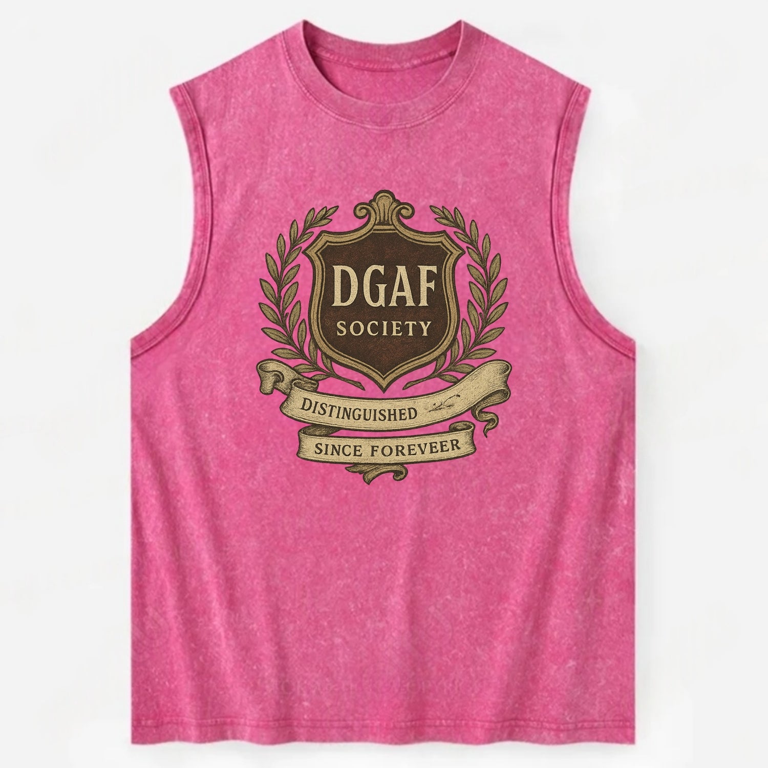 Official membership card design - "DGAF Society - Distinguished Members Since - Vintage Washed Tank - Pink
