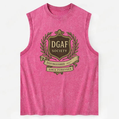 Official membership card design - "DGAF Society - Distinguished Members Since - Vintage Washed Tank - Pink