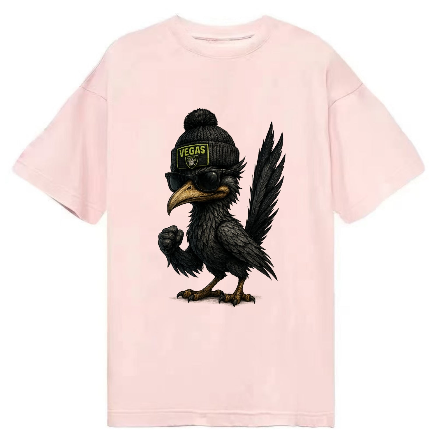 Vegas Roadrunner wearing Raiders beanie with neon patch and wayfarer sunglasses - Classic T-shirt - Pink
