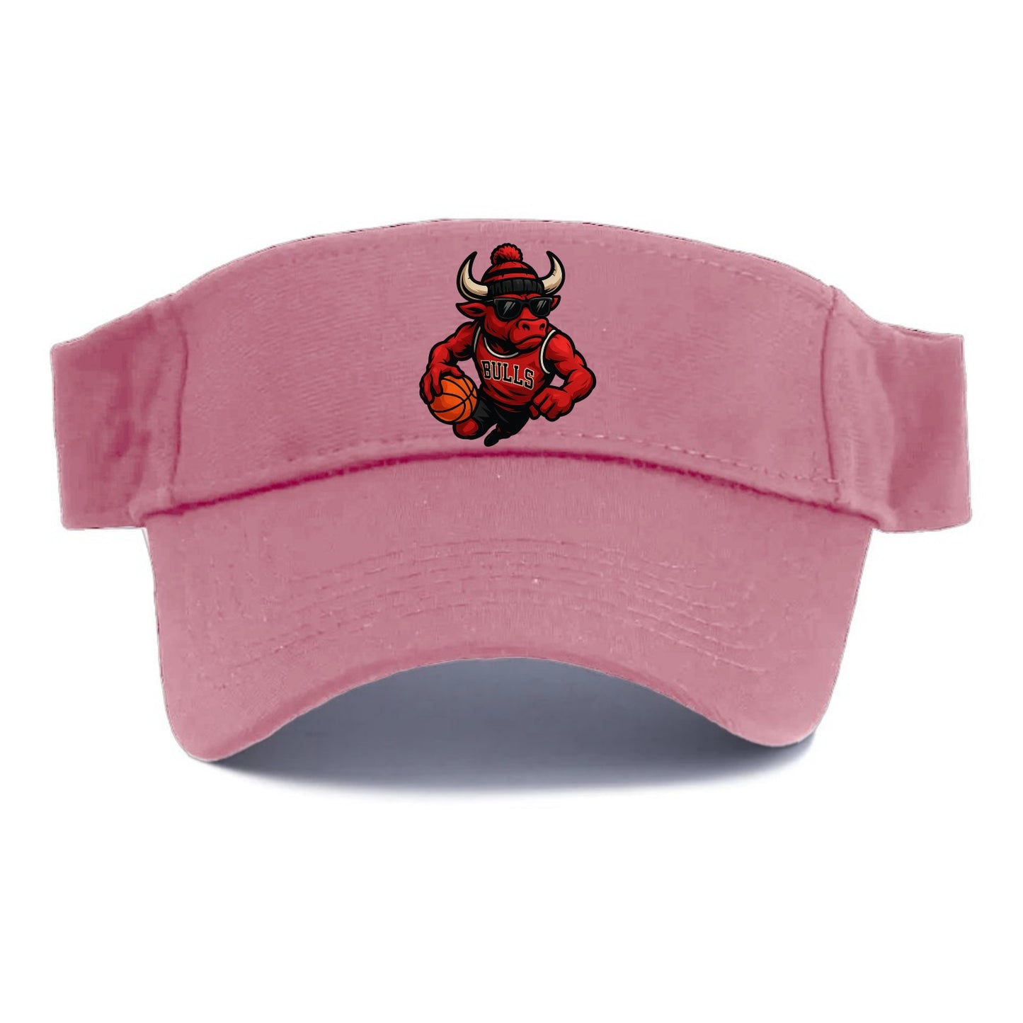 Chicago Bull wearing Bulls red and black beanie with horns design and wayfarer sunglasses - Visor - Pink