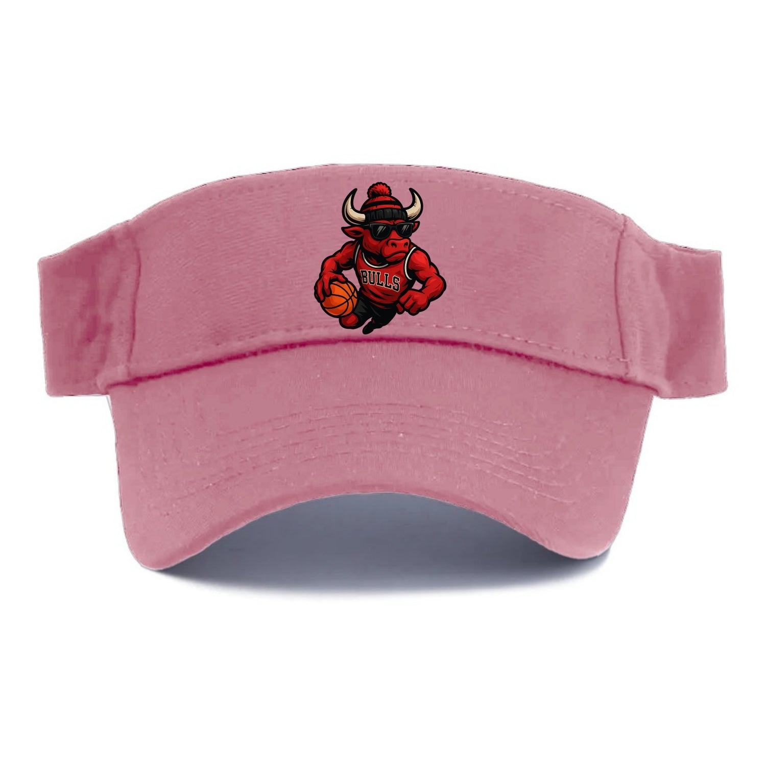 Chicago Bull wearing Bulls red and black beanie with horns design and wayfarer sunglasses - Visor - Pink