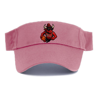 Chicago Bull wearing Bulls red and black beanie with horns design and wayfarer sunglasses - Visor - Pink