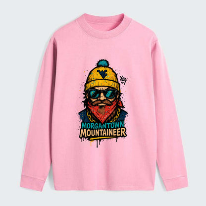 Morgantown Mountaineer wearing West Virginia beanie with WV patch - Classic Long Sleeve Shirt - Pink