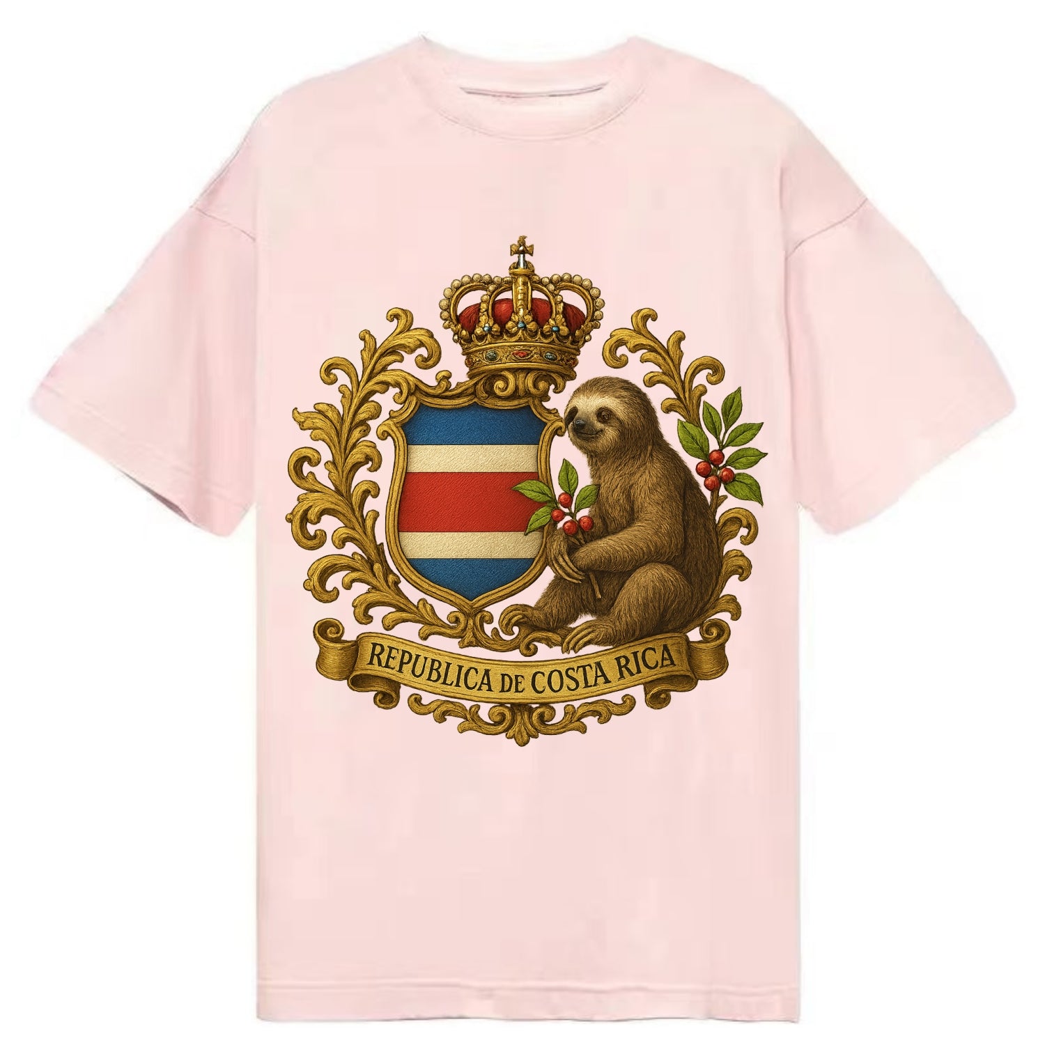 Costa Rica Sloth Emblem  - Classic T-shirt - Pink