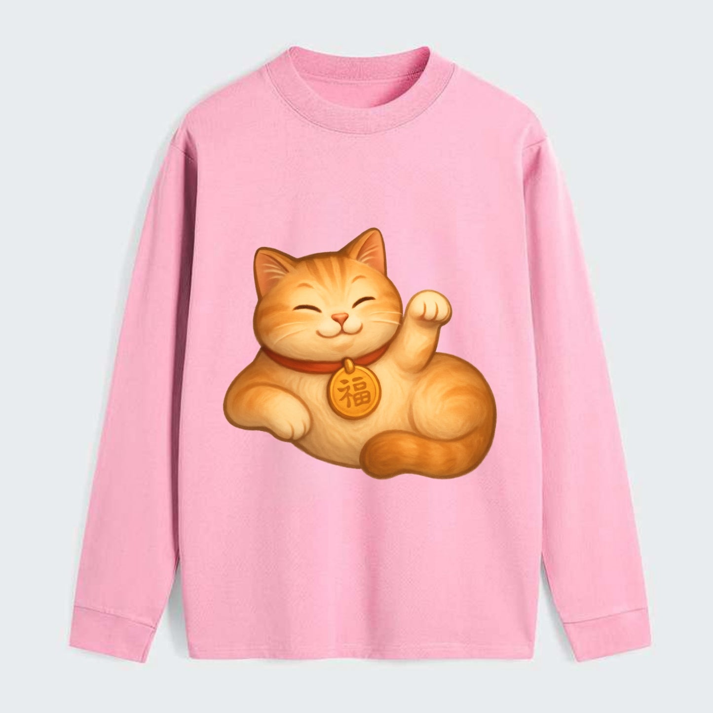 Maneki Neko Pose - Classic Long Sleeve Shirt - Pink