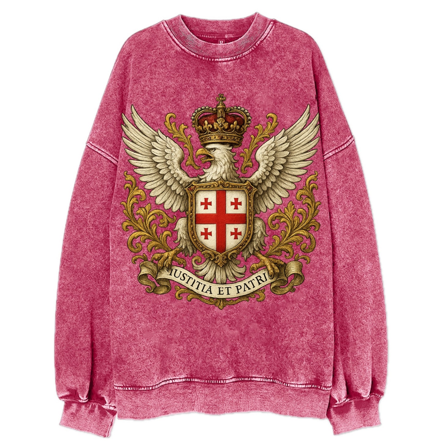 Georgia White Eagle Emblem  - Vintage Sweatshirt - Pink