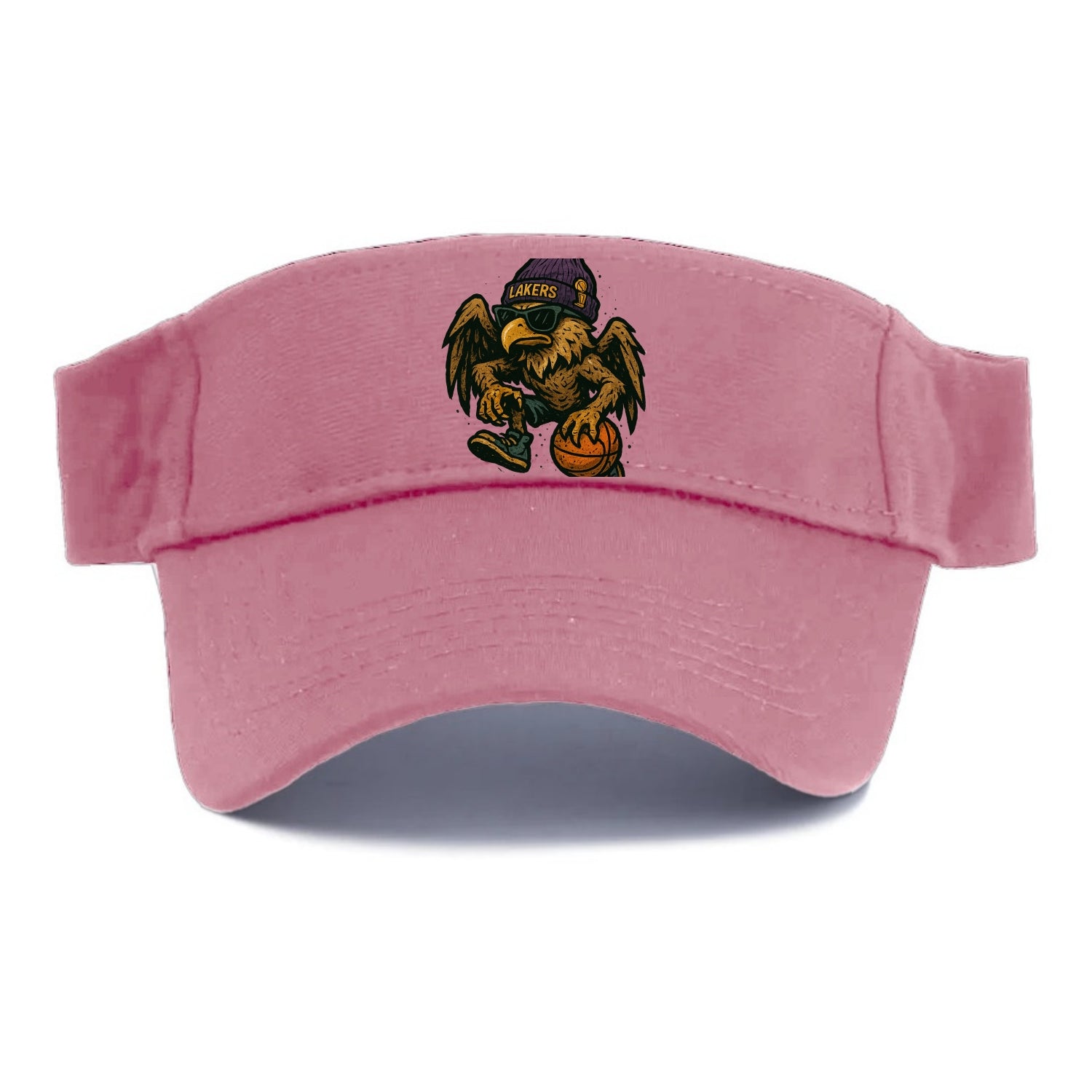 Los Angeles Golden Eagle wearing Lakers beanie with trophy patch and wayfarer sunglasses - Visor - Pink
