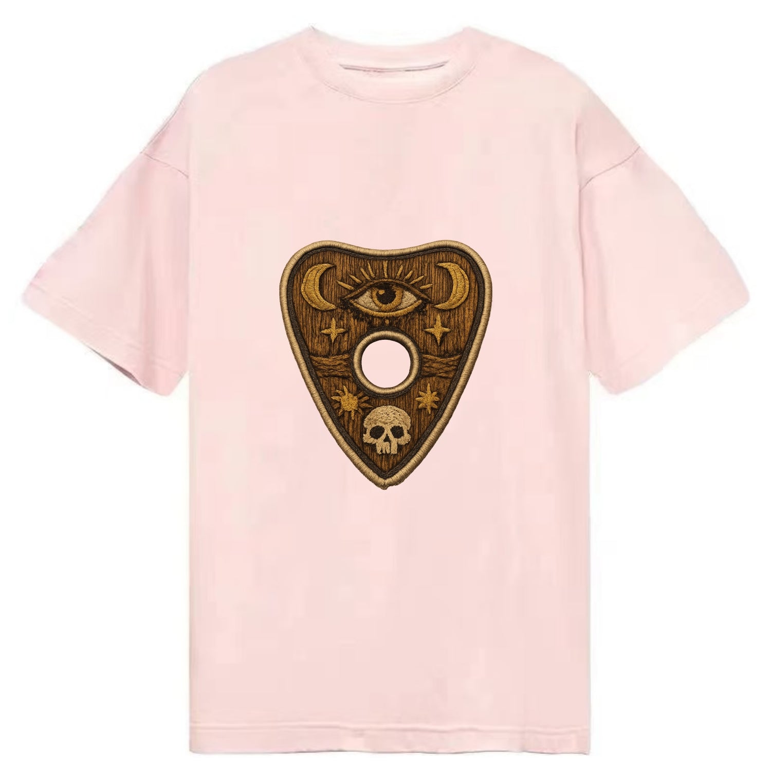 OUIJA PLANCHETTE - spirit board pointer in wood and gold , seance - Classic T-shirt - Pink
