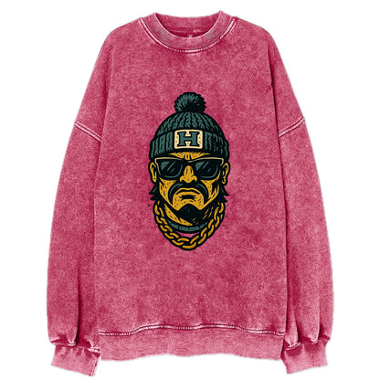 Honolulu Warrior wearing Hawaii beanie with H patch - Vintage Sweatshirt - Pink