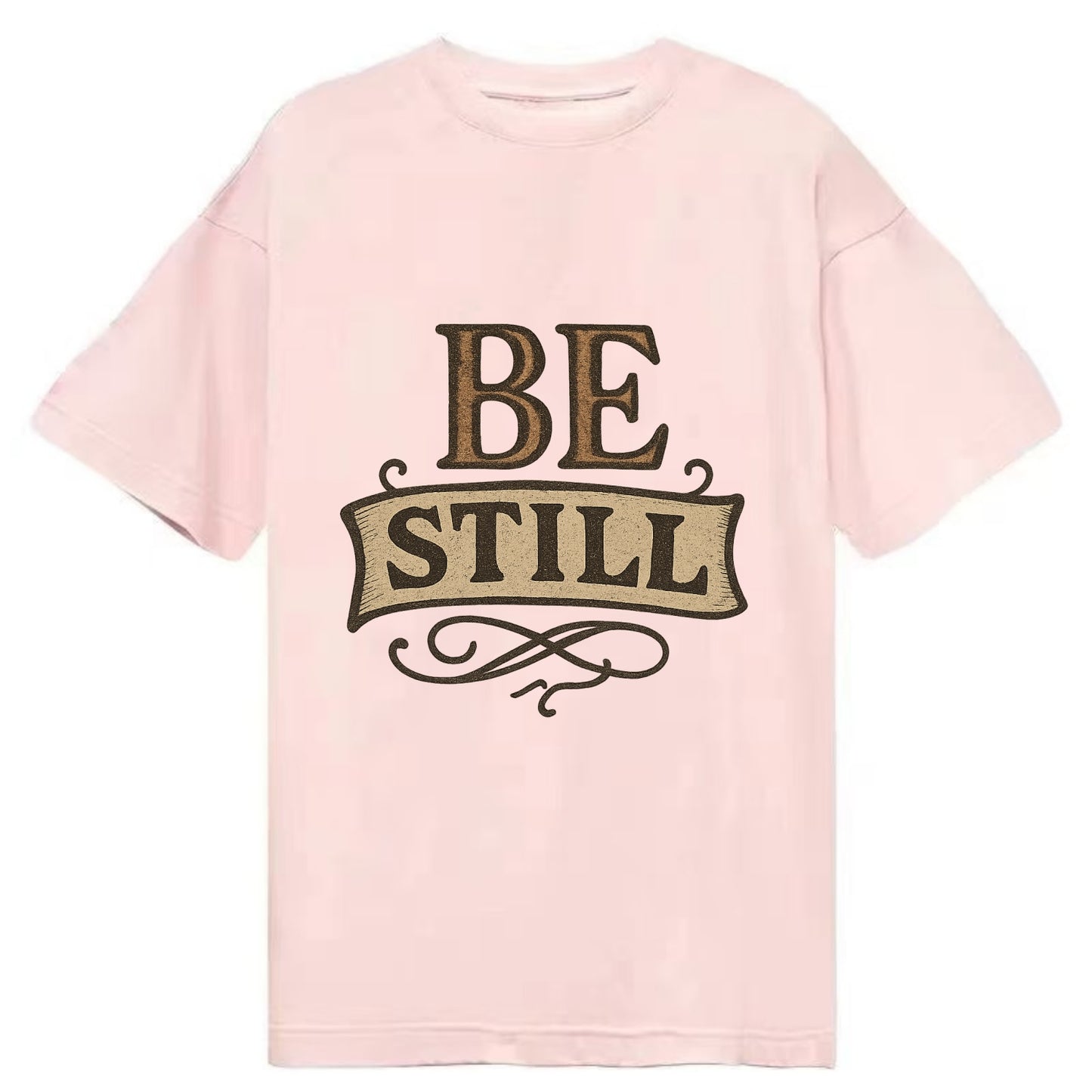 Bold typography design - "BE STILL" - quiet mind, meditation, inner peace - Classic T-shirt - Pink