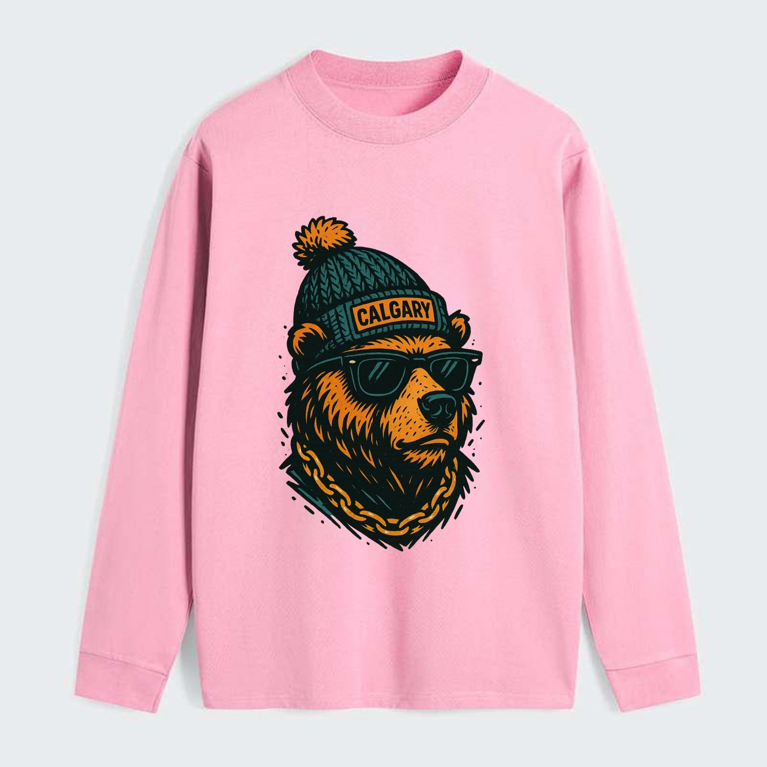 Calgary Grizzly Bear wearing Calgary bea - Classic Long Sleeve Shirt - Pink