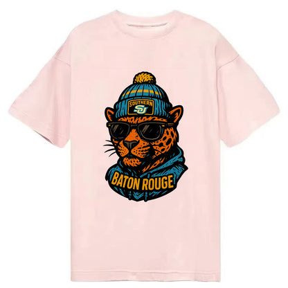 Baton Rouge Jaguar wearing Southern beanie with SU patch - Classic T-shirt - Pink