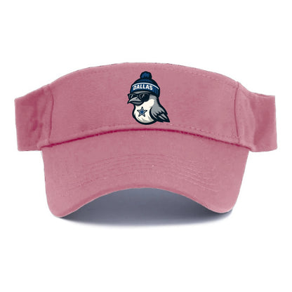 Dallas Mockingbird wearing Cowboys beanie with sheriff star and wayfarer sunglasses - Visor - Pink