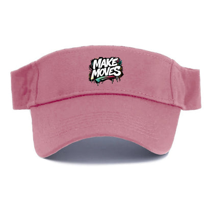 Bold typography design - "MAKE MOVES" - take action, progress forward - Visor - Pink