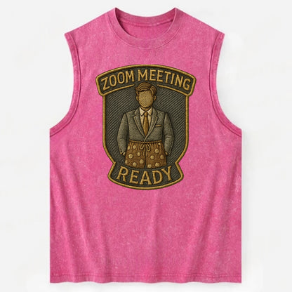 Zoom Meeting Ready  - Vintage Washed Tank - Pink