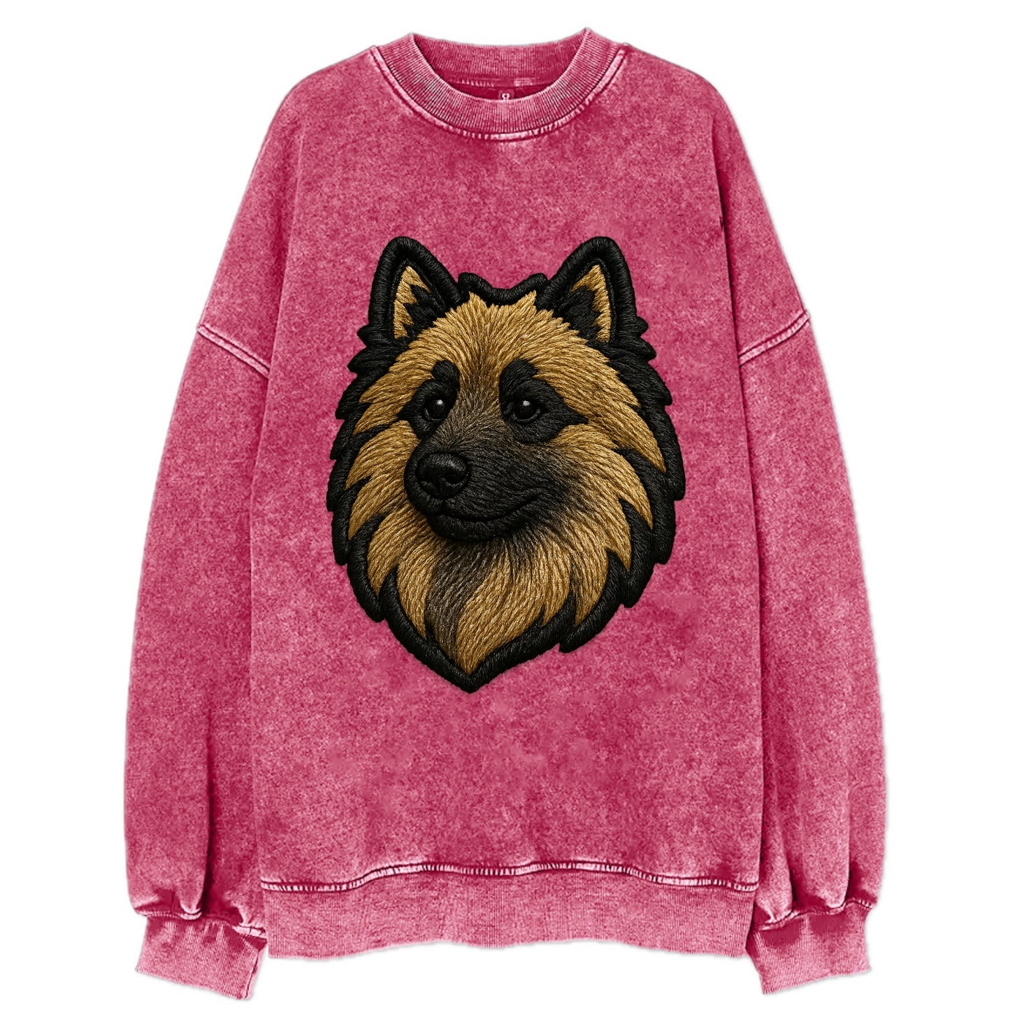 Keeshond - Contemporary spitz logo with - Vintage Sweatshirt - Pink