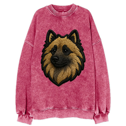 Keeshond - Contemporary spitz logo with - Vintage Sweatshirt - Pink