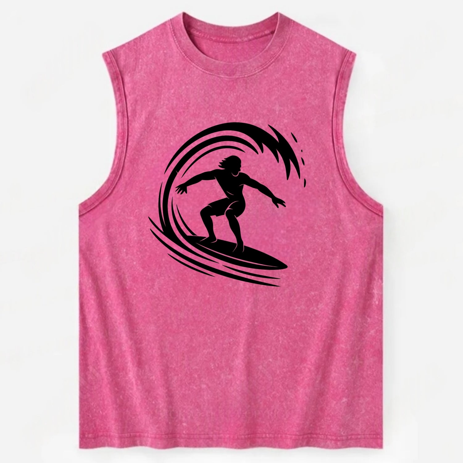 Hawaiian surfer riding big wave - Vintage Washed Tank - Pink
