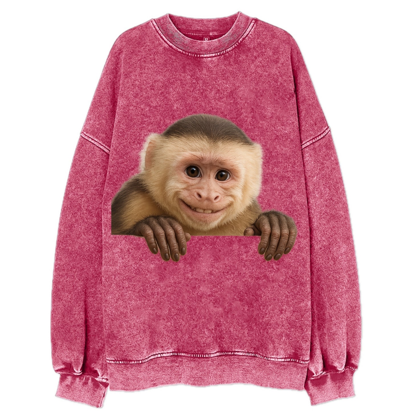 Capuchin Monkey  - Vintage Sweatshirt - Pink