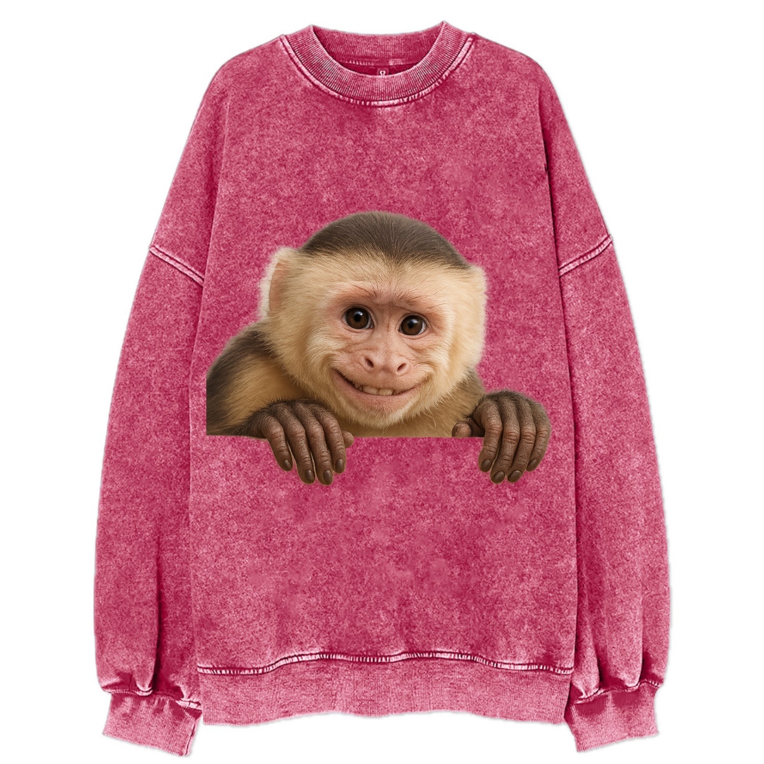 Capuchin Monkey  - Vintage Sweatshirt - Pink
