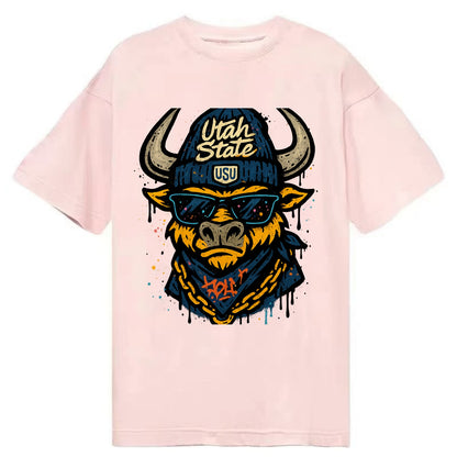 Logan Aggie wearing Utah State beanie with USU patch - Classic T-shirt - Pink