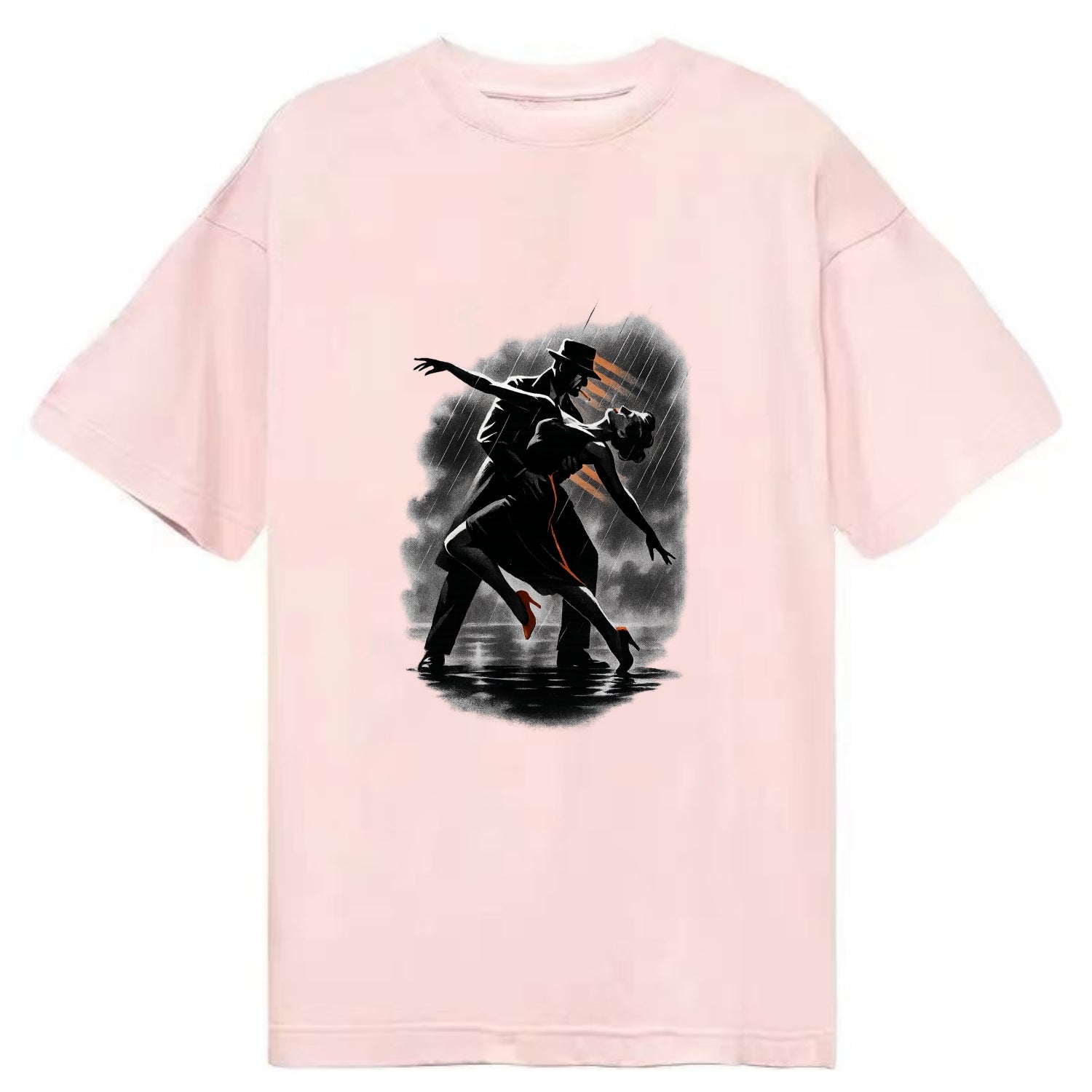 romantic dance pose with woman lifted in the air at lakeside - Classic T-shirt - Pink