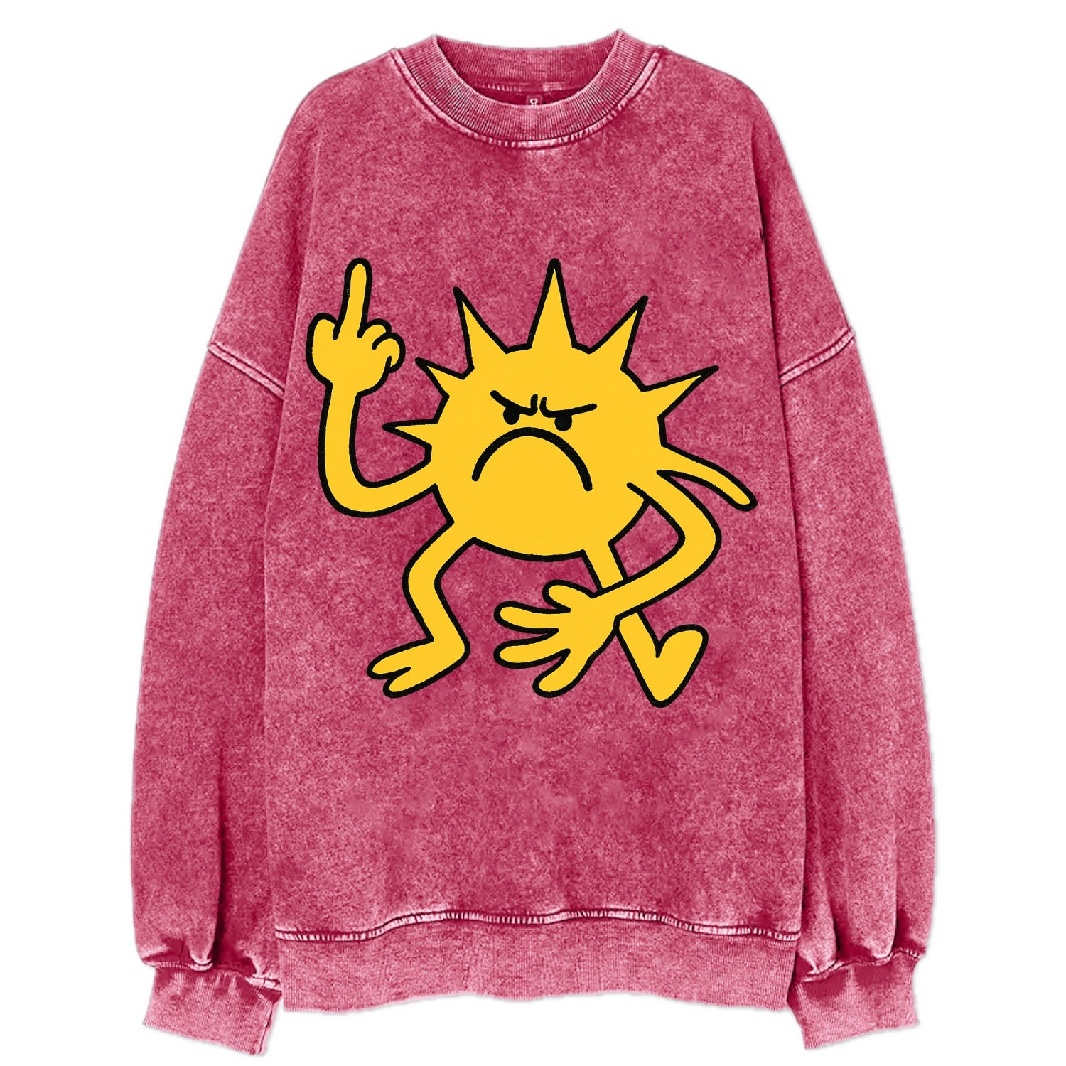 MORNINGS ARE PUNISHMENT | Grumpy sun with middle finger - Vintage Sweatshirt - Pink