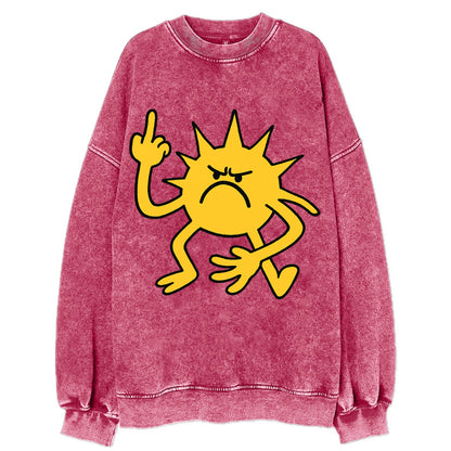 MORNINGS ARE PUNISHMENT | Grumpy sun with middle finger - Vintage Sweatshirt - Pink