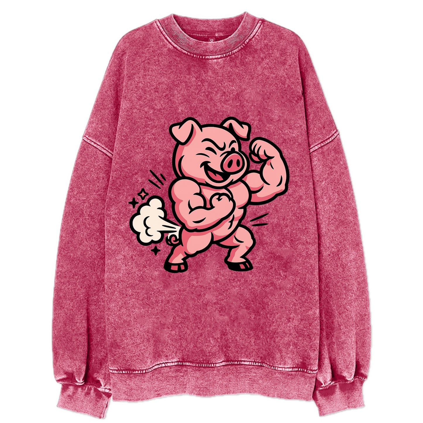 Strong Pig - Vintage Sweatshirt - Pink
