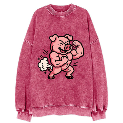 Strong Pig - Vintage Sweatshirt - Pink