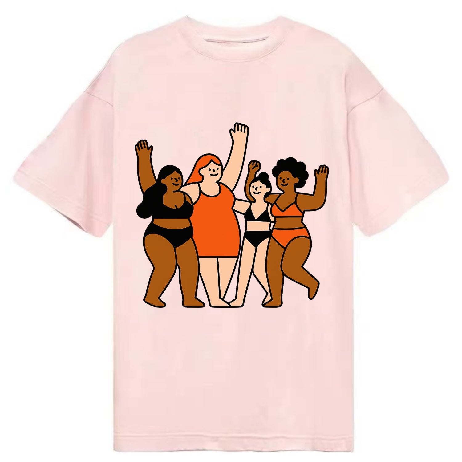 Diverse body types celebrating together - body positivity movement, all bodies - Classic T-shirt - Pink
