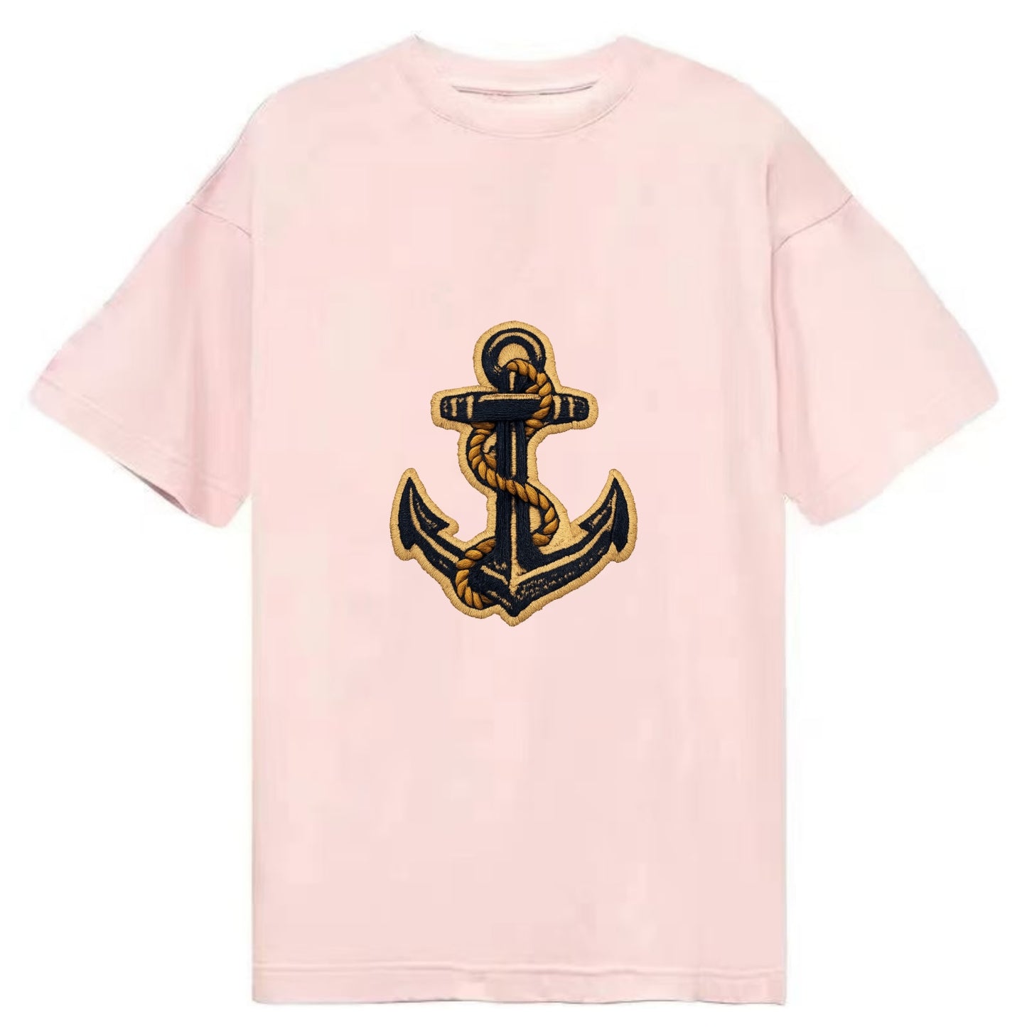 ANCHOR ROPE - classic anchor with rope in navy and gold , sailor - Classic T-shirt - Pink