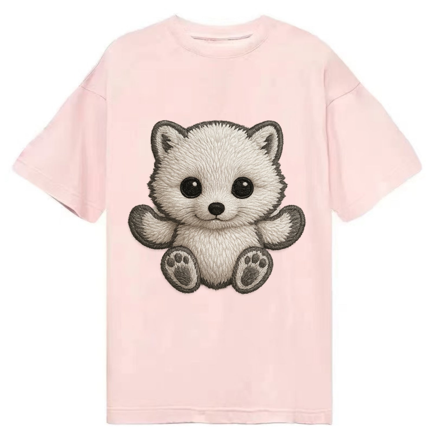 Baby Arctic Fox - white fluffy, tiny black nose, bright curious eyes, - Classic T-shirt - Pink
