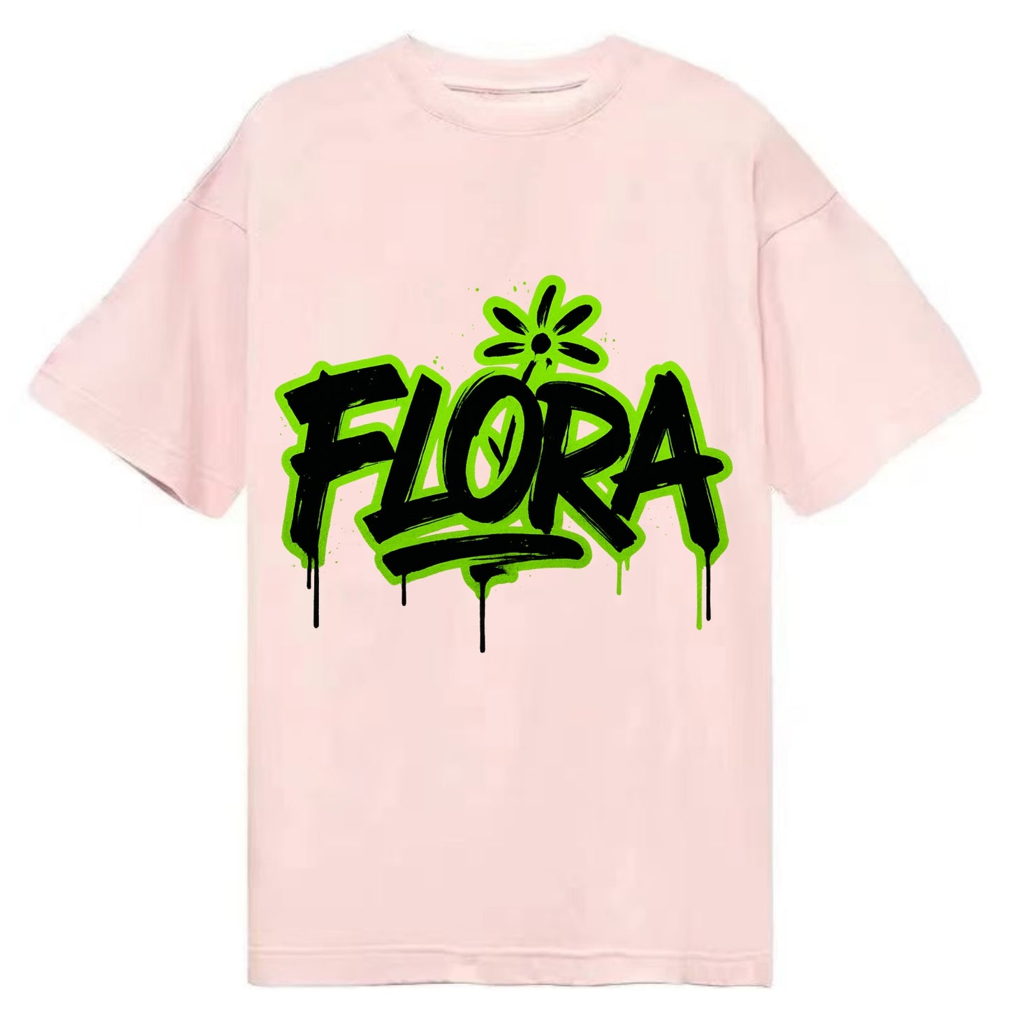 Bold typography design - "FLORA" - plant life, blooming - Classic T-shirt - Pink