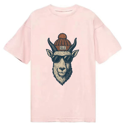 Salt Lake City Mountain Goat wearing SLC beanie with pom pom and wayfarer - Classic T-shirt - Pink