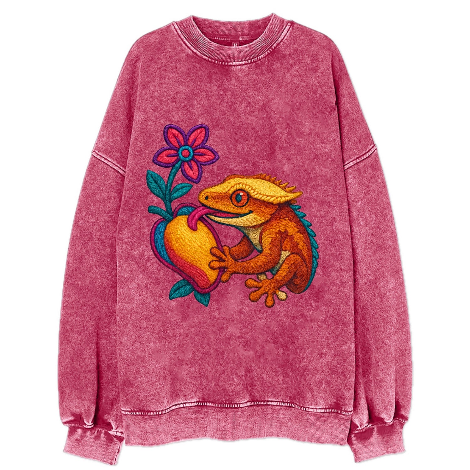 Crested Gecko - Vintage Sweatshirt - Pink