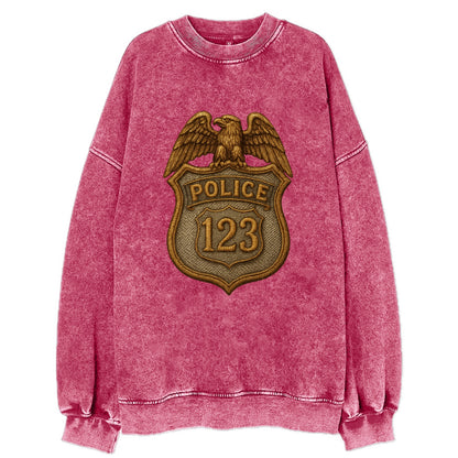 Police Badge  - Vintage Sweatshirt - Pink