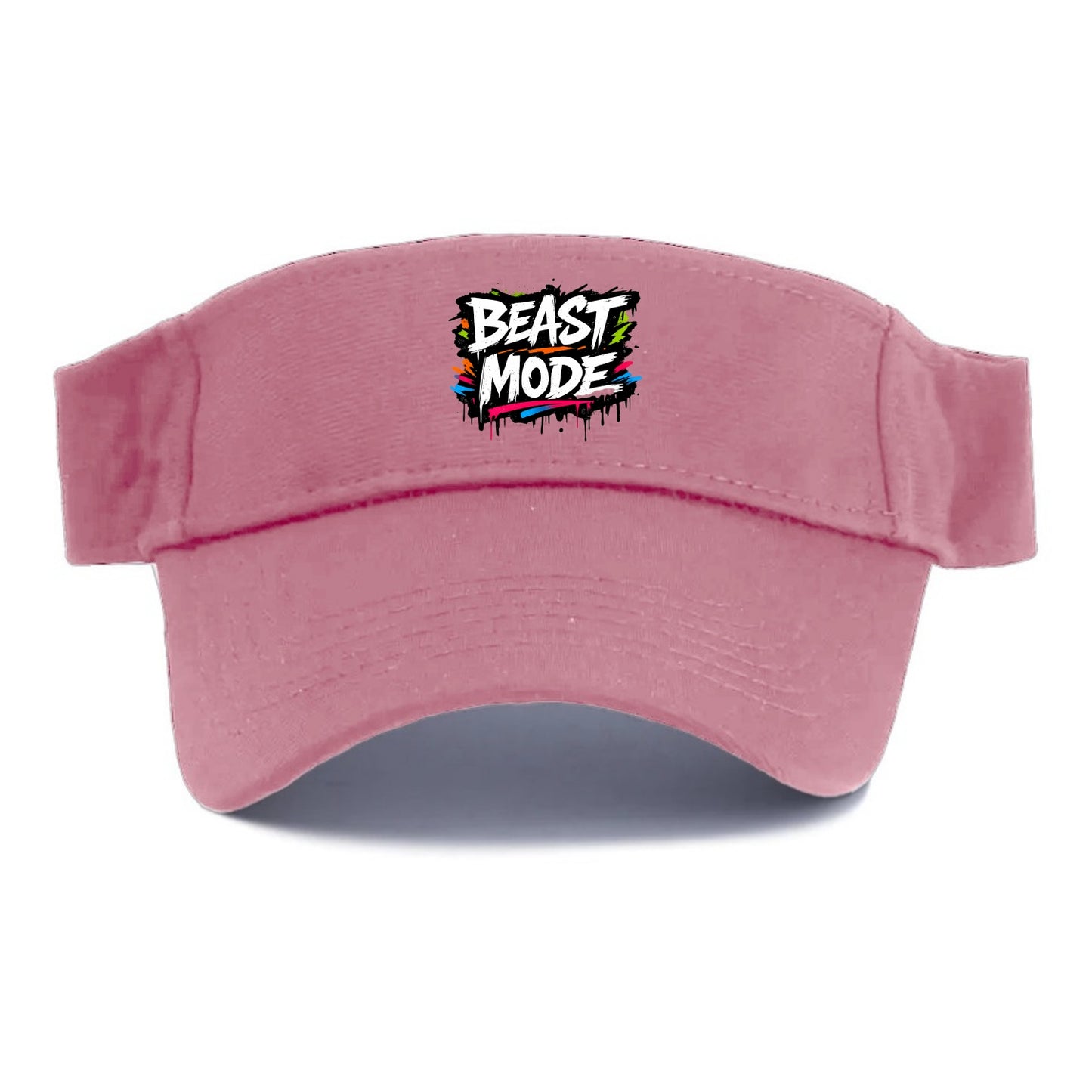 Bold typography design - "BEAST MODE" - intense workout, maximum effort - Visor - Pink