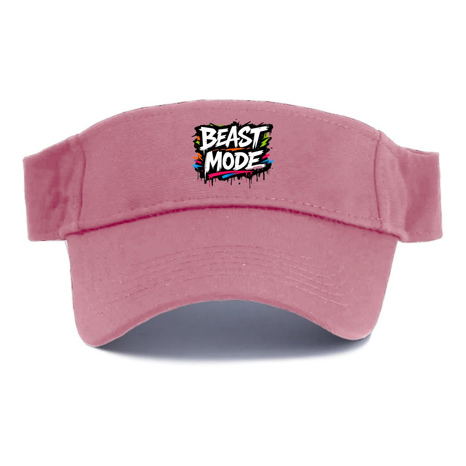Bold typography design - "BEAST MODE" - intense workout, maximum effort - Visor - Pink