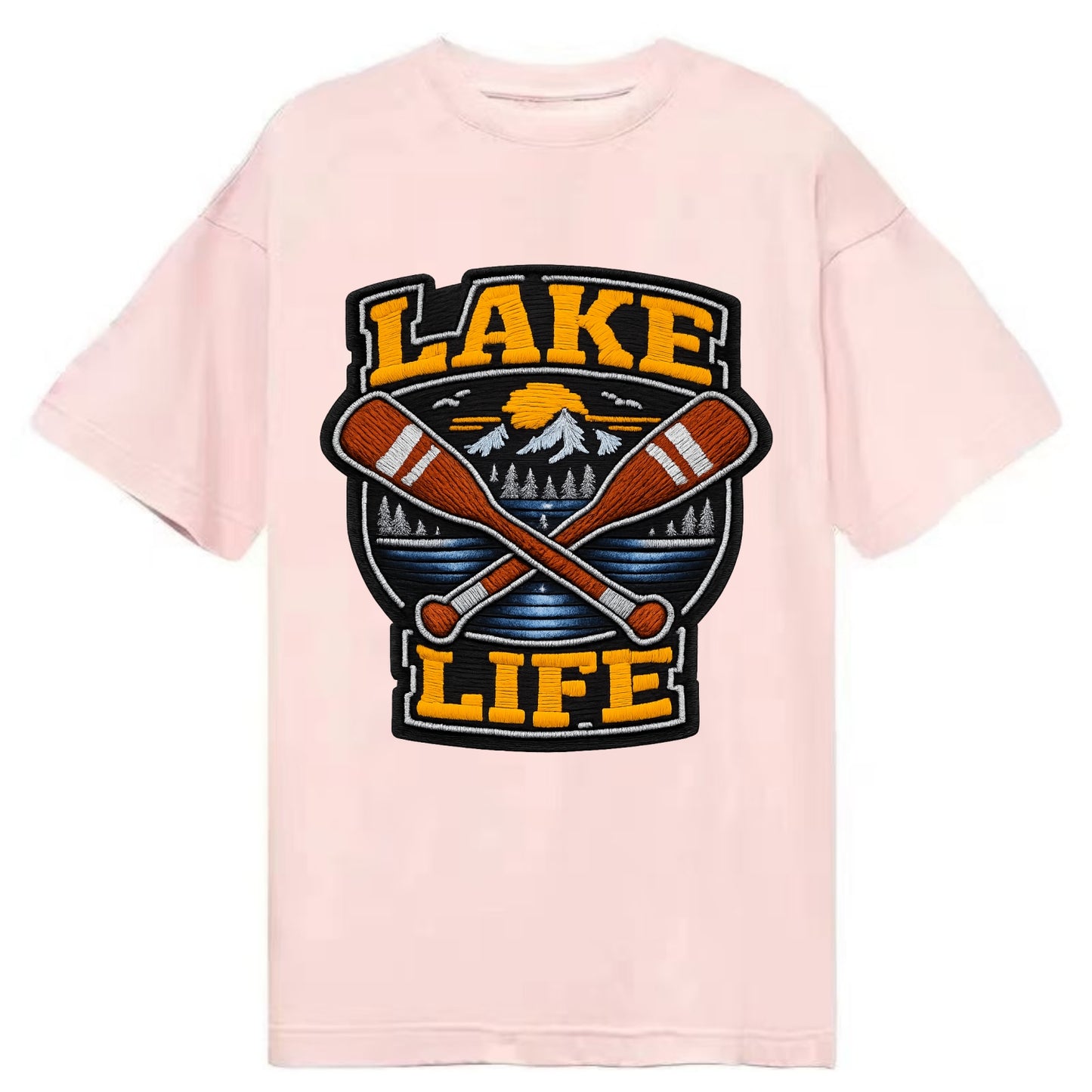 CANOE PADDLE - wooden paddle crossed in brown and cream , lake life - Classic T-shirt - Pink