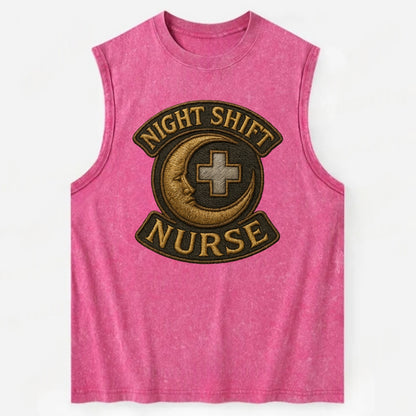 Night Shift Nurse  - Vintage Washed Tank - Pink