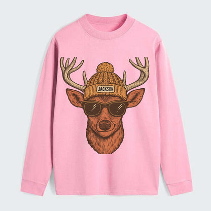 Mississippi White-tailed Deer wearing Jackson beanie with pom pom and - Classic Long Sleeve Shirt - Pink