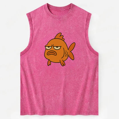 The Goldfish Judging Silently - Vintage Washed Tank - Pink