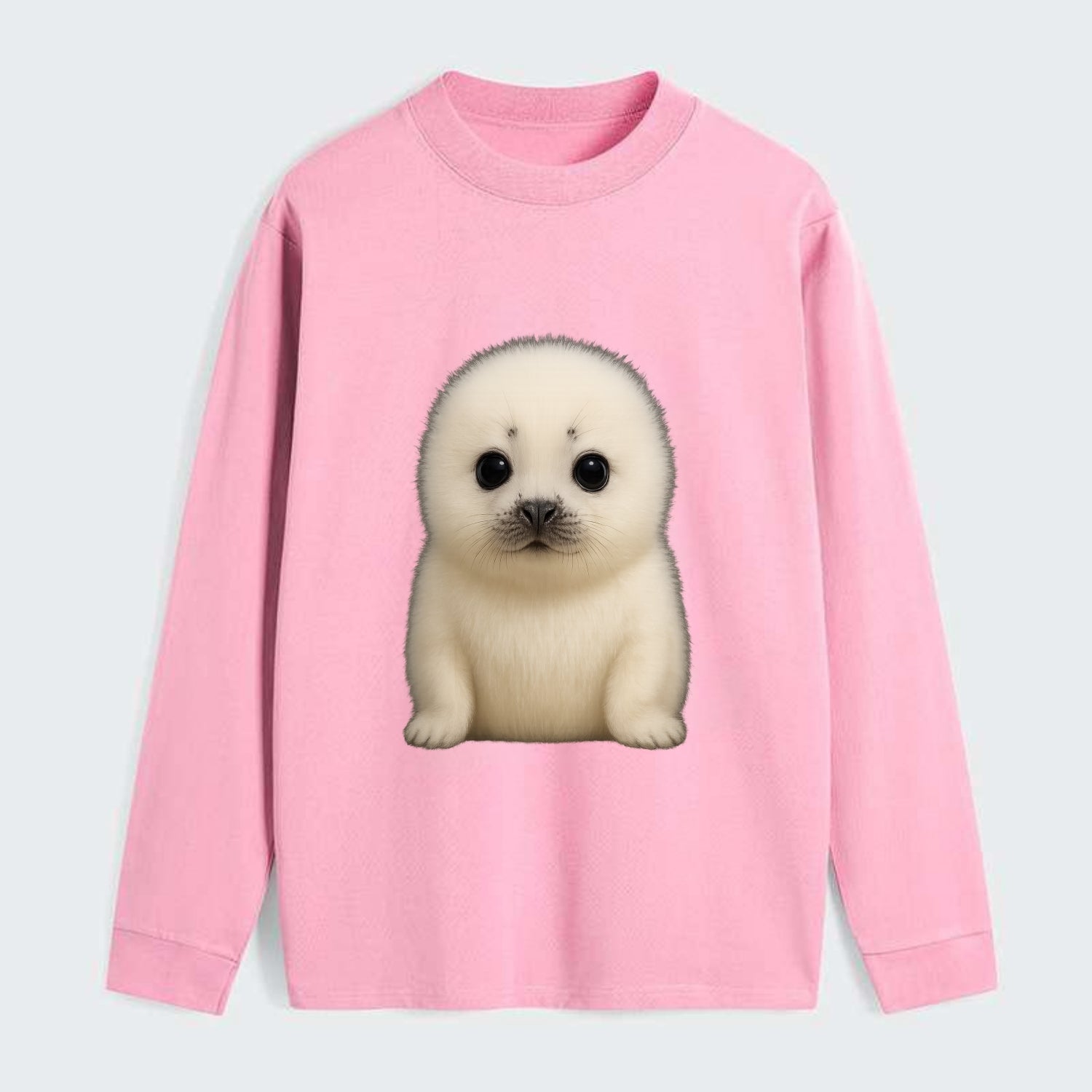 Baby Harp Seal - pure white fluffy fur, enormous dark eyes, - Classic Long Sleeve Shirt - Pink