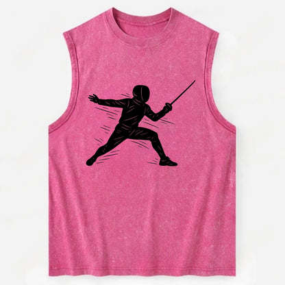 Fencer lunging attack position - Vintage Washed Tank - Pink
