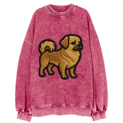 Tibetan Spaniel - Modern Tibetan breed d - Vintage Sweatshirt - Pink