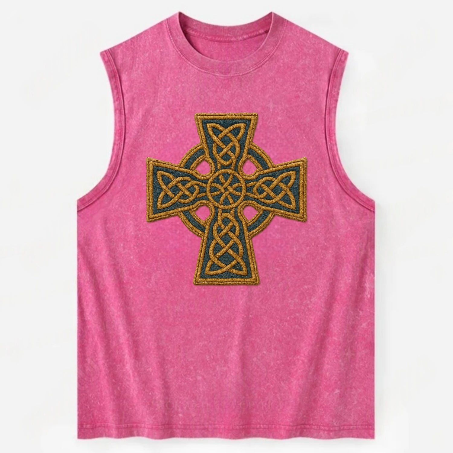 Book Of Kells Cross - Vintage Washed Tank - Pink