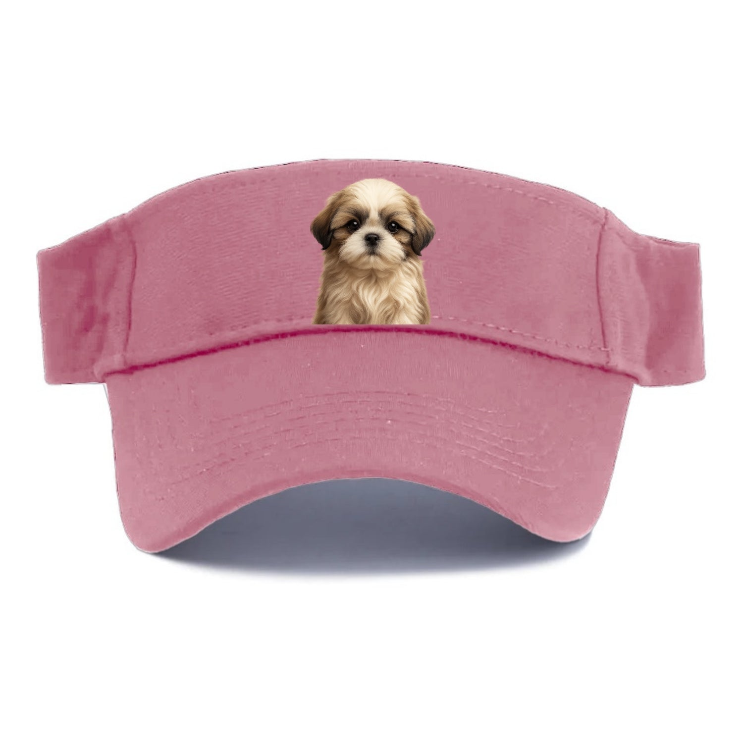 Baby Shih Tzu Puppy - long flowing coat, flat face, big dark eyes, front-facing, royal baby - Visor - Pink