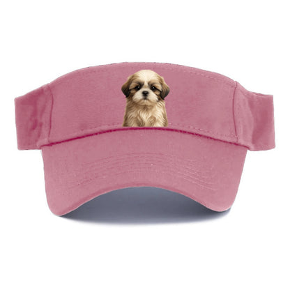 Baby Shih Tzu Puppy - long flowing coat, flat face, big dark eyes, front-facing, royal baby - Visor - Pink